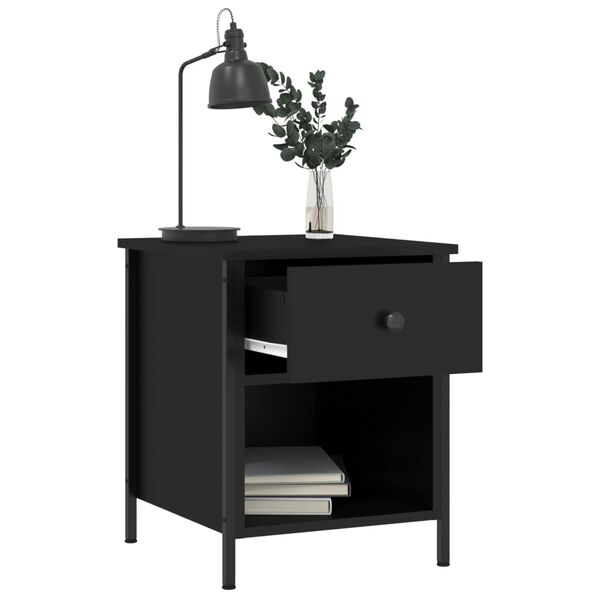 vidaXL Bedside Cabinet Black 40x42x50 cm Engineered Wood