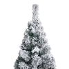 vidaXL Slim Pre-lit Christmas Tree with Flocked Snow Green 150 cm PVC