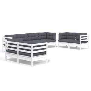 vidaXL 8 Piece Garden Lounge Set with Cushions Solid Pinewood