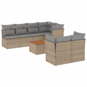 vidaXL 8 Piece Garden Sofa Set with Cushions Mix Beige Poly Rattan