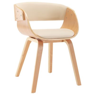 vidaXL Dining Chair Cream Bent Wood and Faux Leather