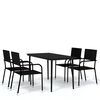vidaXL 5 Piece Garden Dining Set Black