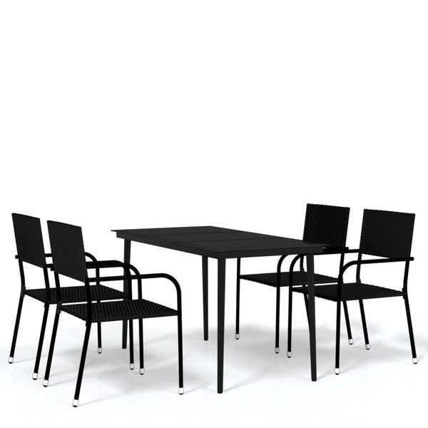 vidaXL 5 Piece Garden Dining Set Black