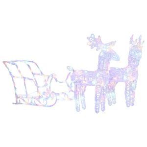 vidaXL Reindeers & Sleigh Christmas Decoration 160 LEDs 130 cm Acrylic