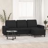 vidaXL 3-Seater Sofa with Footstool Black 180 cm Fabric