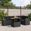 vidaXL 6 Piece Garden Sofa Set with Cushions Black Poly Rattan