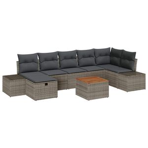 vidaXL Garden Sofa Set 8 pcs Grey Poly rattan