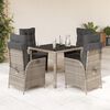 vidaXL 5 Piece Garden Dining Set with Cushions Grey Poly Rattan