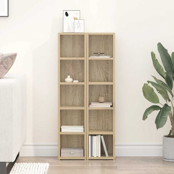 vidaXL CD Cabinets 2 pcs Sonoma Oak 21x16x93.5 cm Engineered Wood