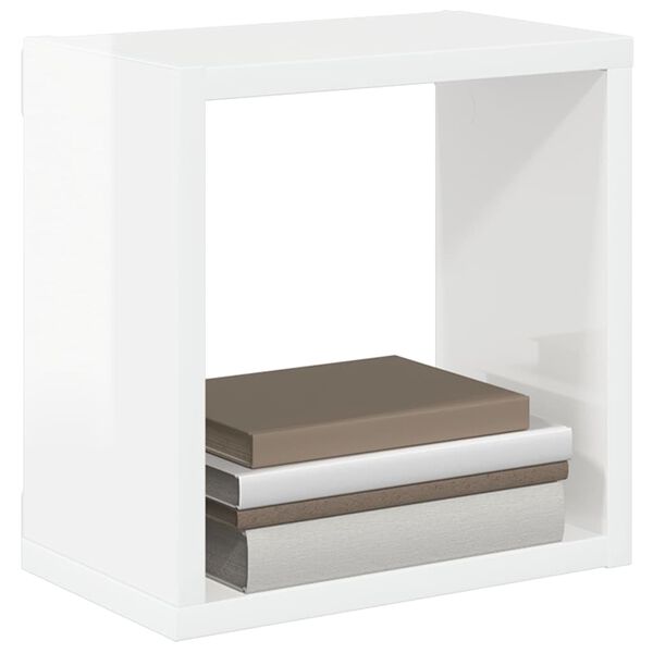 vidaXL Wall Cube Shelves 2 pcs High Gloss White 26x15x26 cm