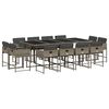 vidaXL 13 Piece Garden Dining Set with Cushions Grey Poly Rattan