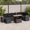 vidaXL 8 Piece Garden Sofa Set with Cushions Black Poly Rattan
