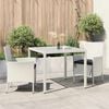 vidaXL 3 Piece Outdoor Dining Set with Cushions Poly Rattan White