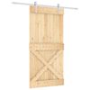vidaXL Sliding Door Natural and White 100 x 210 cm Solid Pine Wood