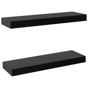 vidaXL Wall Mounted Shelf | Set of 2 | Black | MDF | 40 x 20 x 3.8 cm