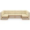 vidaXL 6 Piece Garden Lounge Set&Cushions Honey Brown Solid Pinewood