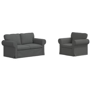 vidaXL Sofa Set 2 pcs Dark Grey Fabric
