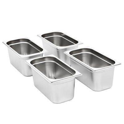 vidaXL Gastronorm Containers 4 pcs GN 1/3 150 mm Stainless Steel
