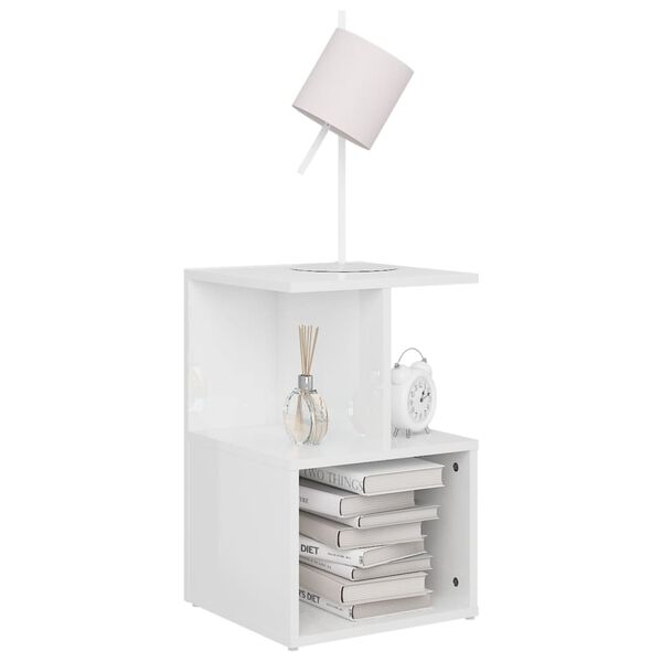 vidaXL Bedside Cabinets 2 pcs High Gloss White 35x35x55 cm Engineered Wood