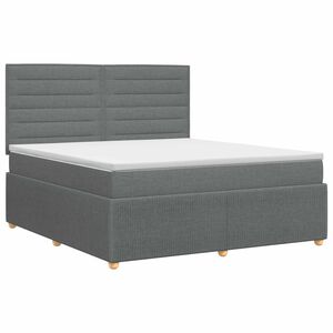 vidaXL Box Spring Bed with Mattress Dark Grey Double Fabric