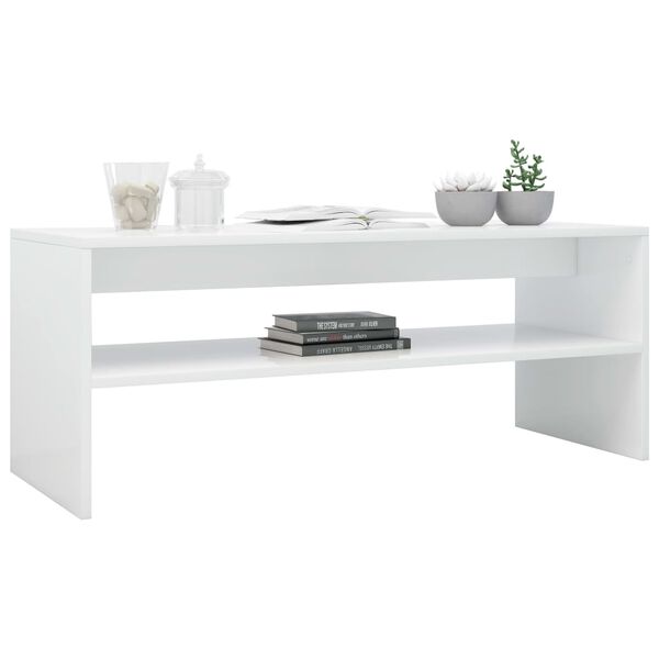 vidaXL Coffee Table High Gloss White 100x40x40 cm Engineered Wood