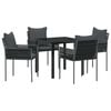 vidaXL Garden Dining Set 5 pcs Black and Grey PE Rattan