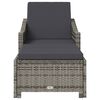 vidaXL Sun Lounger with Dark Grey Cushion Poly Rattan Grey