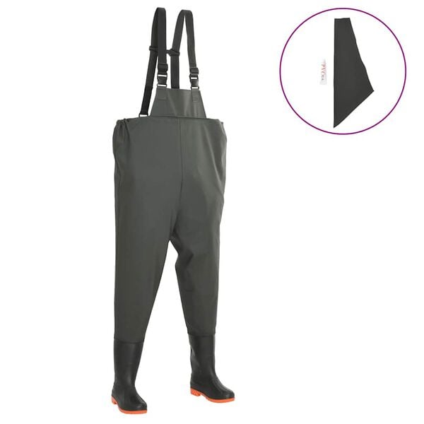vidaXL Wading Pants with Boots Green Size 42