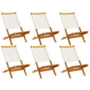 vidaXL Folding Garden Chairs 6 pcs Cream White Fabric and Solid Wood