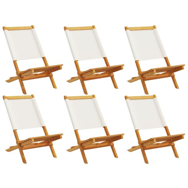vidaXL Folding Garden Chairs 6 pcs Cream White Fabric and Solid Wood