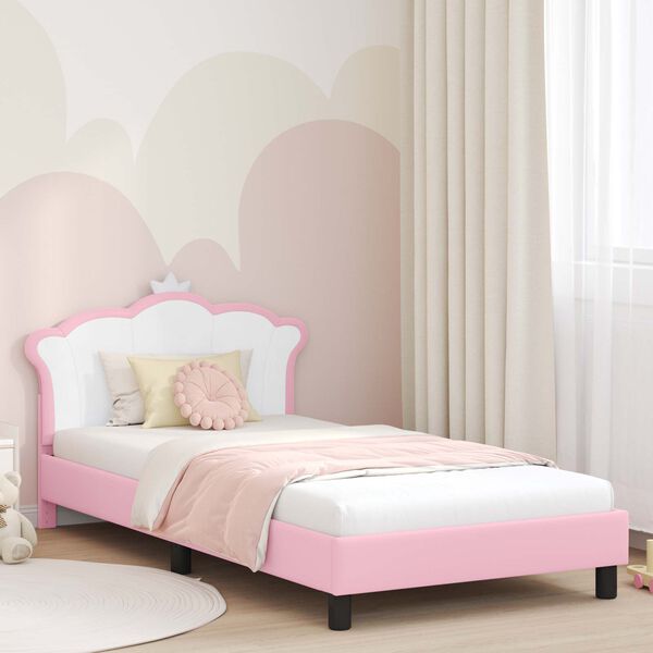 vidaXL Children's Bed Frame with Headboard Pink 90 x 190 cm PU