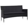 vidaXL 4 Piece Garden Lounge Set With Cushions Poly Rattan Black