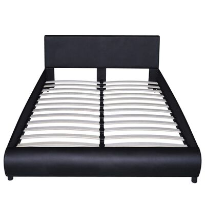 vidaXL Bed Frame Black Faux Leather Double Size