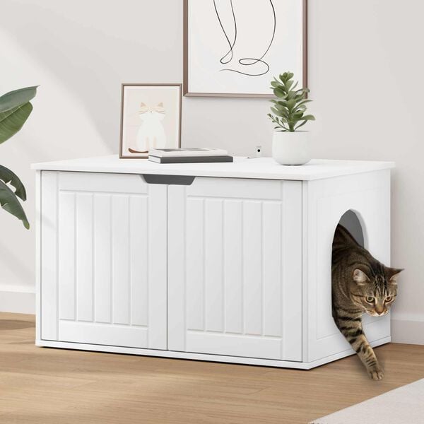 vidaXL Cat House White 85 x 55 x 50 cm Engineered Wood