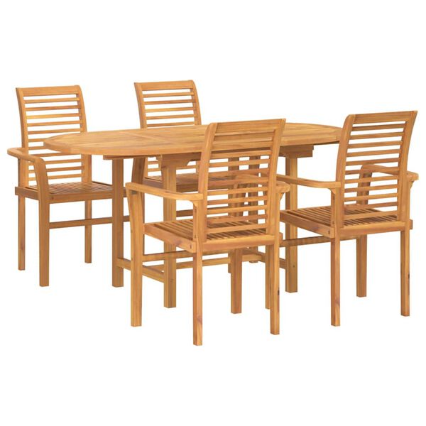 vidaXL Garden Dining Set 5 pcs Brown Solid Teak Wood