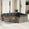vidaXL 9 Piece Garden Sofa Set with Cushions Grey Poly Rattan
