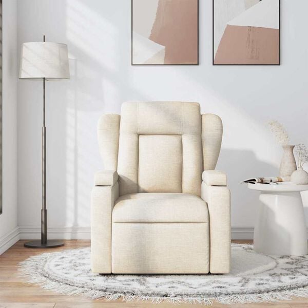 vidaXL Massage Recliner Chair Cream Fabric