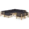 vidaXL 10 Piece Garden Lounge Set with Dark Grey Cushions Bamboo
