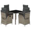 vidaXL 5 Piece Garden Dining Set with Cushions Grey Poly Rattan
