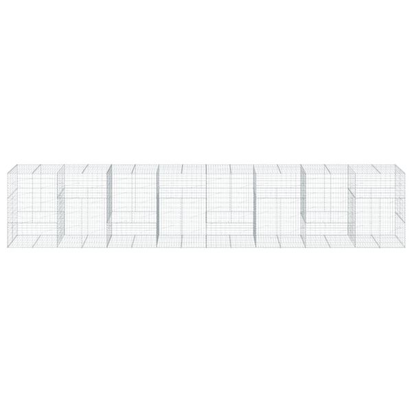 vidaXL Gabion Basket with Cover 800x100x150 cm Galvanised Iron