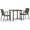 vidaXL 3 Piece Garden Dining Set with Cushions Poly Rattan and Steel