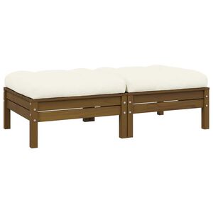 vidaXL 2-Seater Garden Sofa with Cream Cushions Solid Pinewood