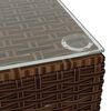vidaXL Garden Coffee Table Brown 60x60x30 cm Poly Rattan and Glass
