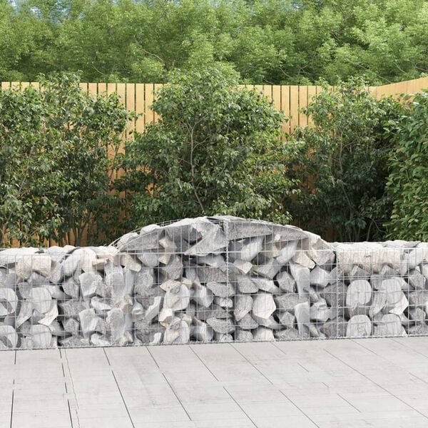 vidaXL Arched Gabion Basket 300x50x60/80 cm Galvanised Iron