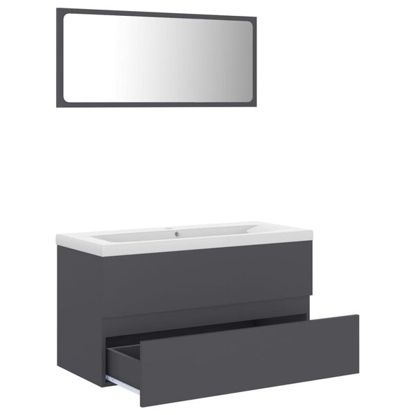 vidaXL Bathroom Furniture Set Grey Engineered Wood