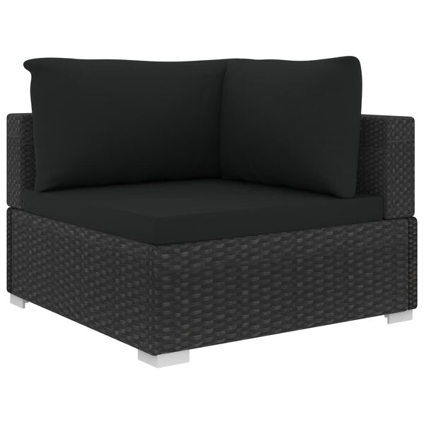 vidaXL 4 Piece Garden Lounge Set with Cushions Poly Rattan Black