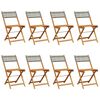 vidaXL Folding Garden Chairs 8 pcs Grey Poly Rattan and Solid Wood