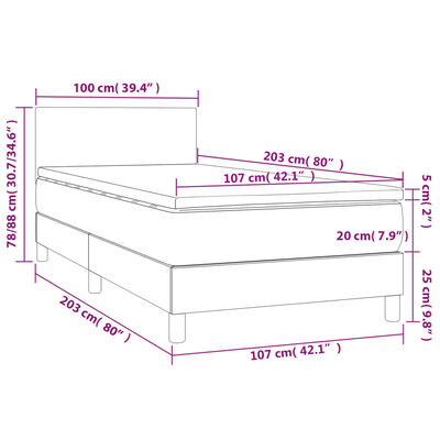 vidaXL Box Spring Bed with Mattress&LED Black 100x200cm Faux Leather