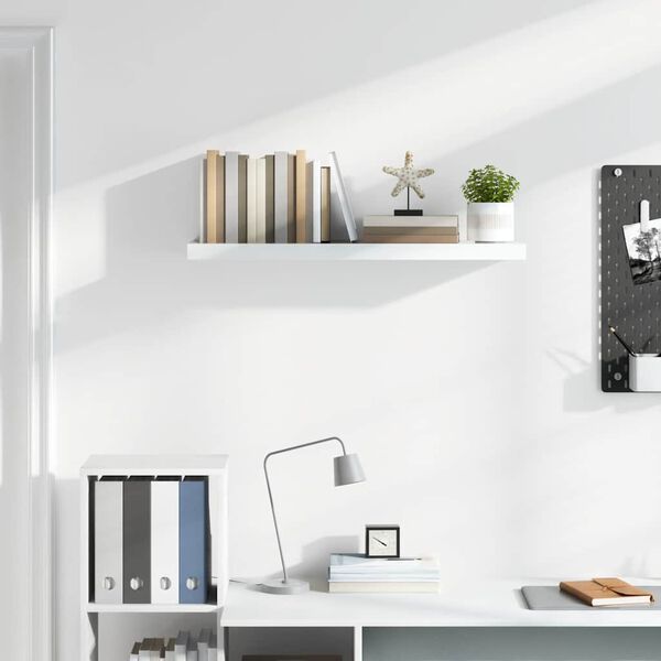 vidaXL Floating Wall Shelf High Gloss White 90x23.5x3.8 cm MDF