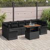 vidaXL Garden Sofa Set with Cushion 8 pcs Black
